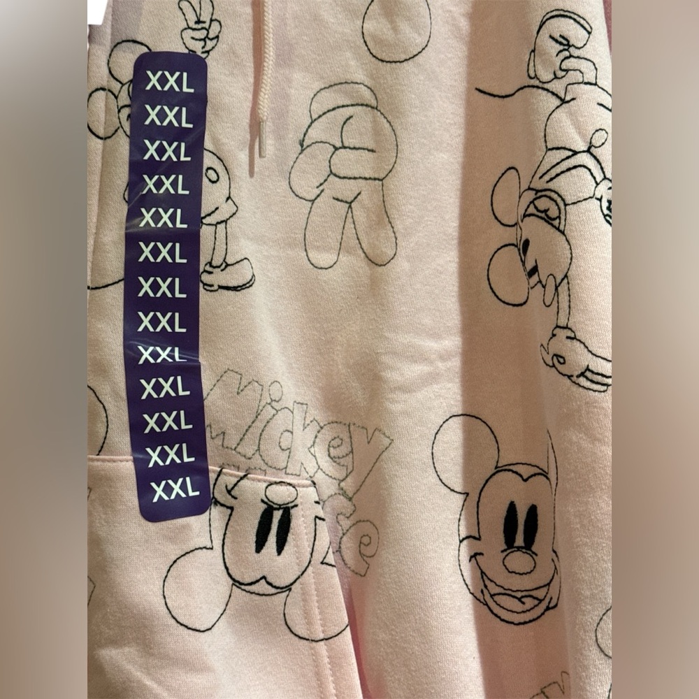 🆕  Disney Mickey Mouse Pink Embroidered Hoodie Zip Up Jacket - Picture 2 of 4